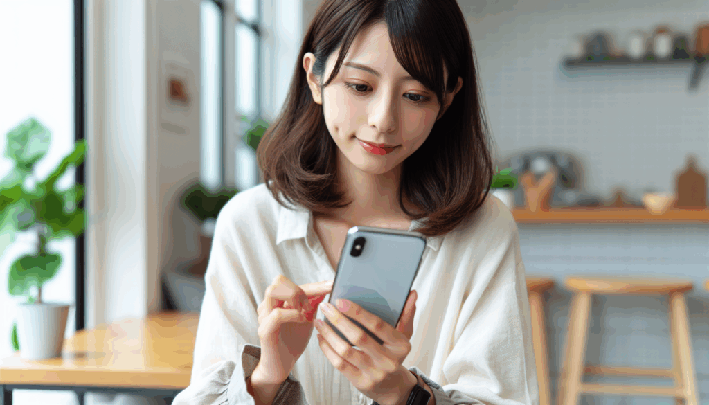 スマートフォンを操作する若い女性