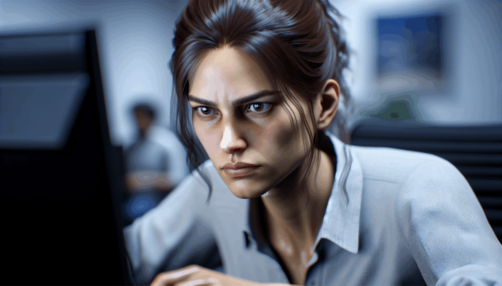 パソコンに向かって真剣な表情で仕事をする女性